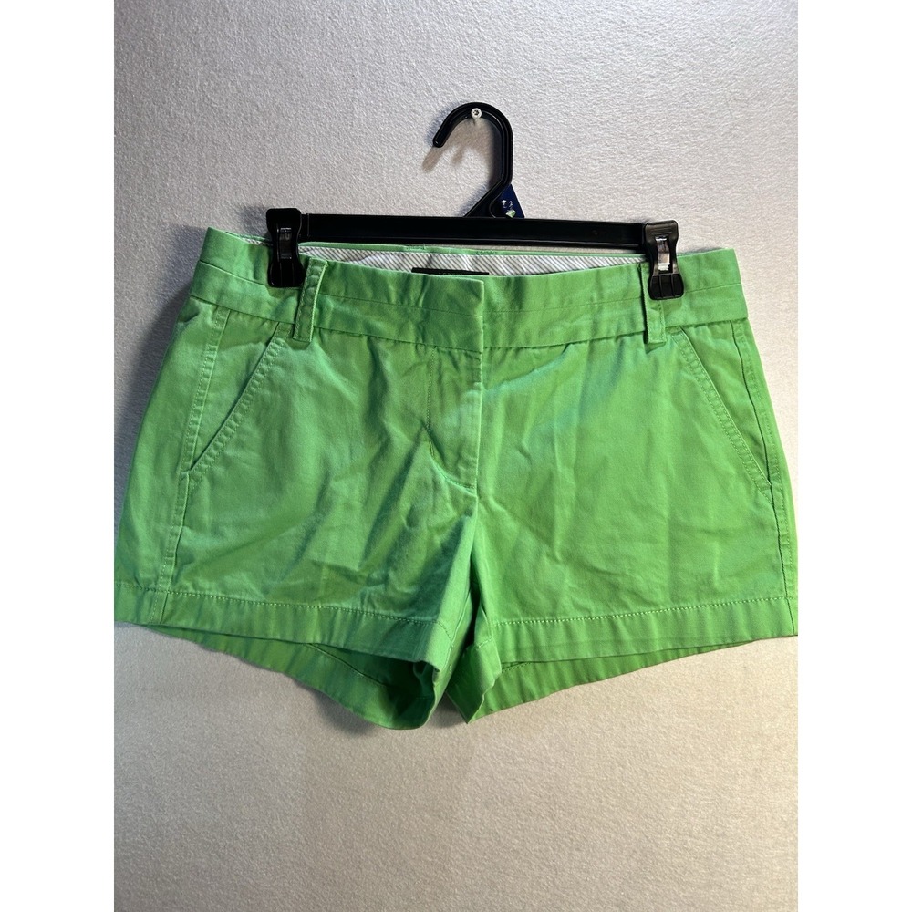 J.Crew Women's Chino Shorts Green Cotton Twill Mid Rise Pockets 4 30W